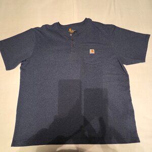 Carhartt T-Shirt Men's 3XL XXX Short Sleeve Original Fit Henley Pocket Navy Blue
